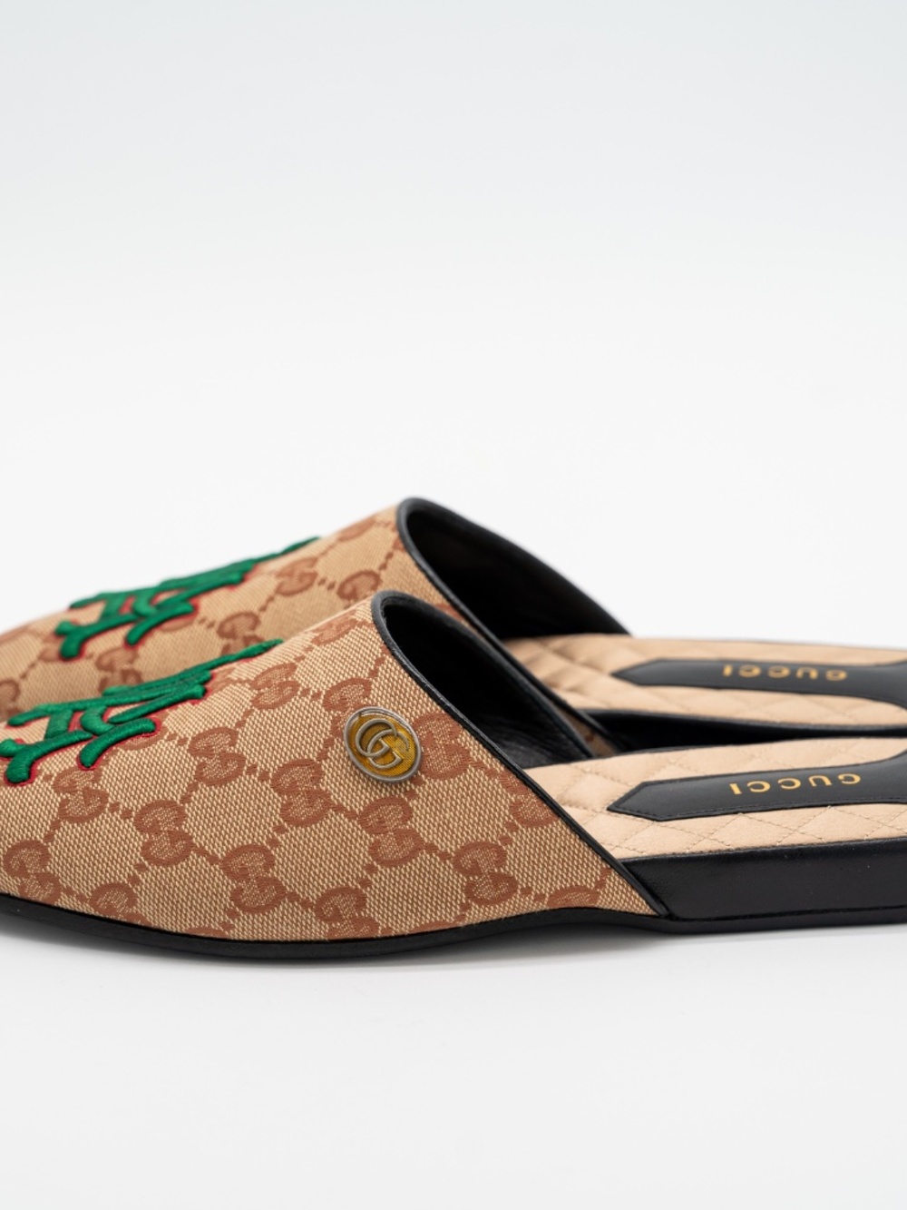 size 38G 8 US Gucci LA Angels Slippers Slides Mules GG Travel Beige Brown - Picture 4 of 15